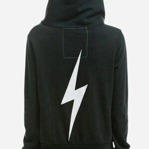 Aviator Nation Hoodie Black with White Lightning Bolt Unisex Small